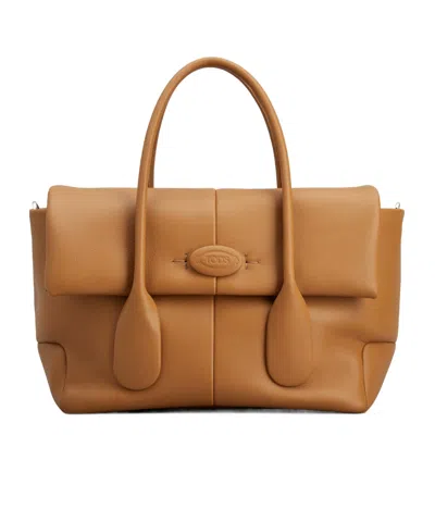 Tod's Di Leather Tote Bag In Brown