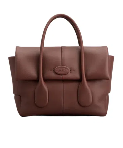 Tod's Di Leather Tote Bag In Red