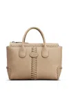 Tod's Di Logo-patch Leather Tote Bag In Neutrals