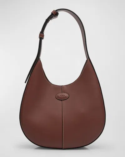 Tod's Di Mini Leather Hobo Bag In Mogano