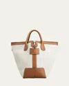 Tod's Di Swing Canvas Shopper Tote Bag In Bianco Calce