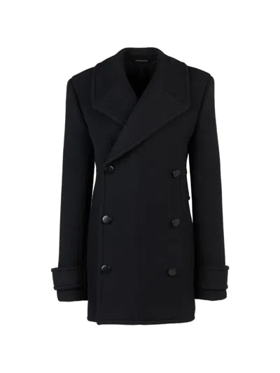 Tod's Double-breasted Coat In Black