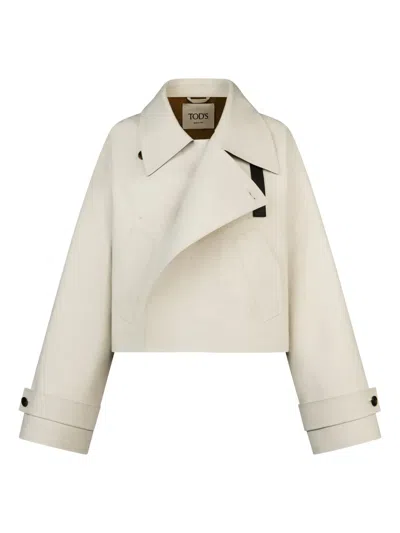 Tod's Double-breasted Cropped Jacket In Neutral