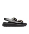 Tod's Gomma Buckled Leather Platform Sandals In Black