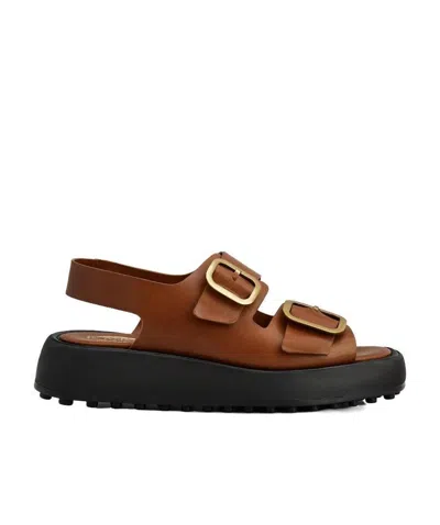 Tod's Double-buckle Leather Sandals In Brown