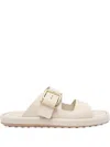 Tod's Wide Strap Buckle Leather Sandals In Neutral