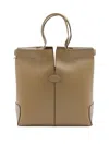 Tod's Rectangular Top Handles Contrast Stitching Tote Bag In Brown