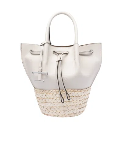 TOD'S TOD'S LOGO EMBOSSED PANELLED BUCKET BAG