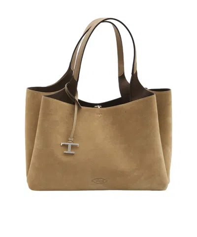 Tod's Double Handle Tote Bag In Sand