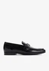 Tod's Double T Buckle Loafers In Brushed Leather In Black