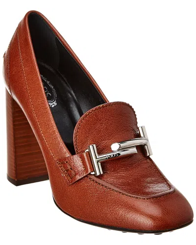 Tod's Tods Double T Leather Pump In Brown