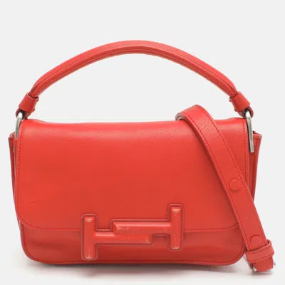 Pre-owned Tod's Double T Red Leather Crossbody Bag