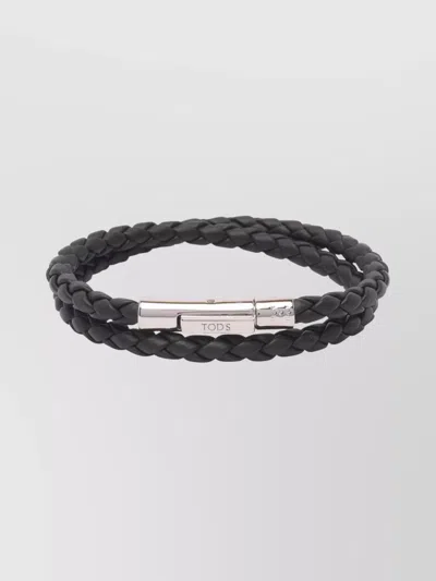 Tod's Double Wrap Bracelets Woven Design In Black