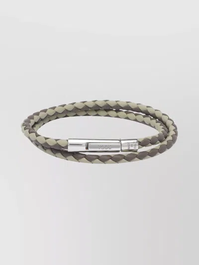 Tod's Double Wrap Woven Bracelets In Green