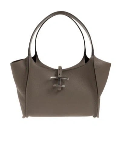 Tod's Kleine T Timeless Tote Bag In Gray
