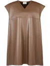 Tod's Draped Leather Gilet In Brown