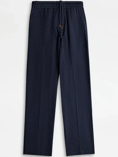 Tod's Drawstring Straight-leg Trousers In Blue