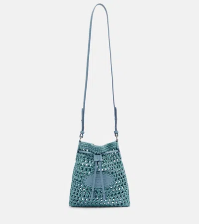 Tod's Ebl Mini Raffia-effect Bucket Bag In Blue