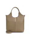 Tod's Lentil Brown Leather Ebr Double Handles Little Bag In Brown