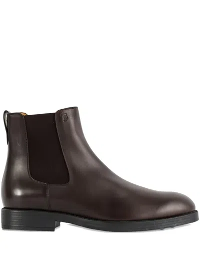 Tod's Elastic-panel Leather Boots In Brown