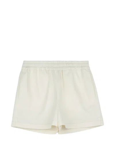 Tod's Silk Blend Shorts In Neutral
