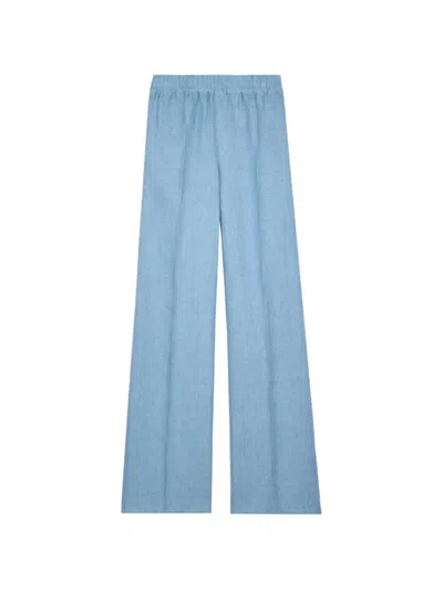 Tod's Elasticated Wide-leg Trousers In Blue