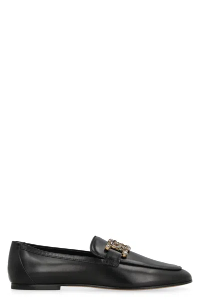 Tod's Elegant Black Leather Loafers For Women