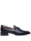 Tod's Elegant Leather Loafers With Almond Toe And Mid Stacked Heel In Black