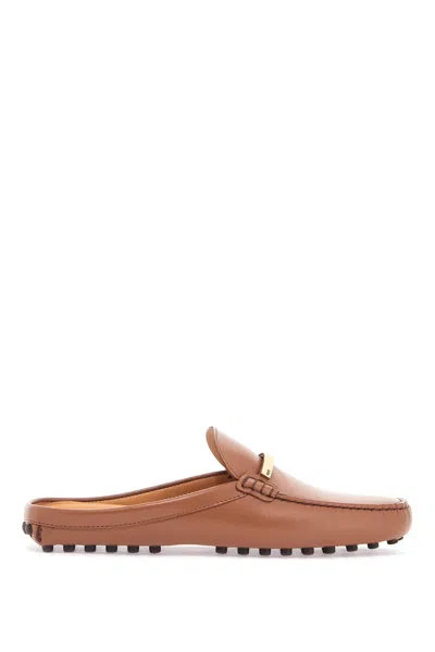 Tod's Dark Brown Calfskin Slip On With Metal Detail