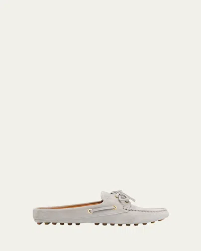 Tod's Elisir Suede Boat Shoe Mules In Gray