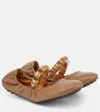 Tod's Embellished Leather Mary Jane Flats In Brown