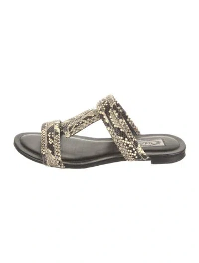 Pre-owned Tod's Embossed Leather Animal Print Sandals In Multicolor