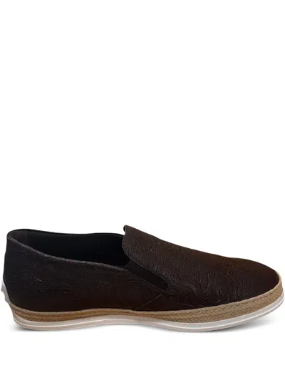 Tod's Embossed-leather Loafers In Brown