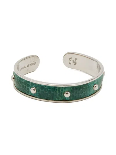 Pre-owned Tod's Embossed Leather Studded Bracelet