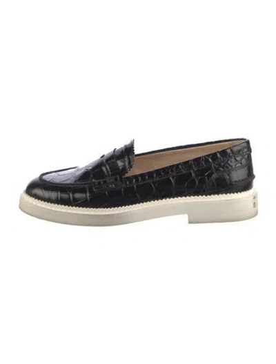Pre-owned Tod's Embossed Loafers In Black