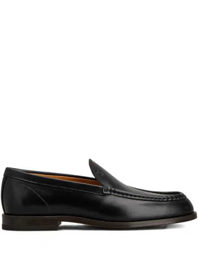 Tod's Embossed-logo Leather Loafers In Black