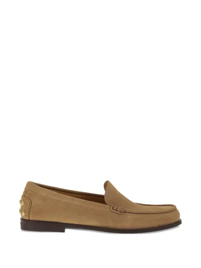 Tod's Embossed Metal Suede Loafers In Neutral