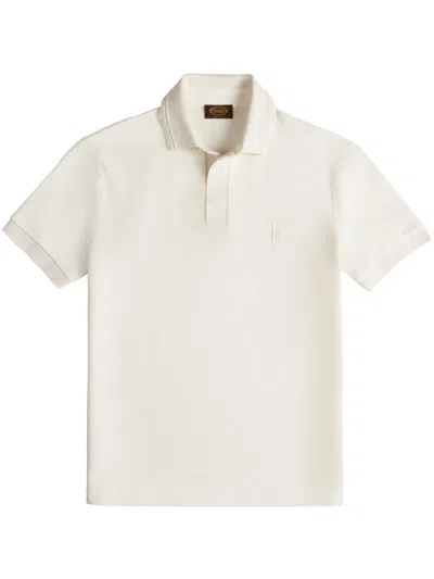 Tod's Embroidered-logo Polo Shirt In White