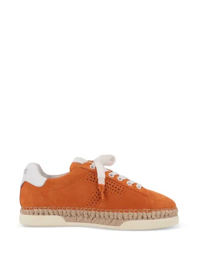 Tod's Espadrille-sole Perforated Sneakers In Orange