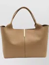 Tod's Beige Tote Bag With Two Top Handles And Logo Plaque On The Front In Leather Woman