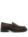 Tod's Round Toe Suede Finish Loafers With Rubber Sole In Brown