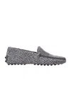 Tod's Fabric And Leather Moccasins In Gray