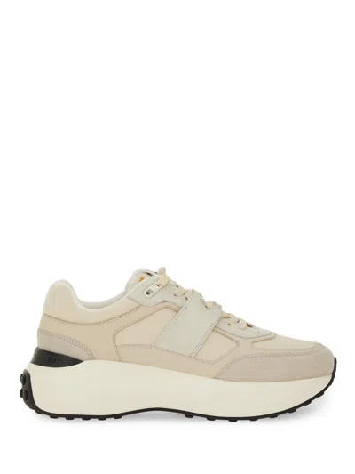 Tod's Fabric And Suede Sneaker In Sand