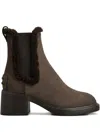 Tod's Suede Block Heel Ankle Booties In Brown