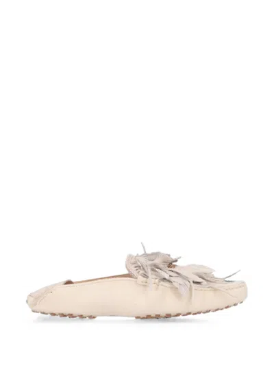 Tod's Feather-embellished Loafers In Multi