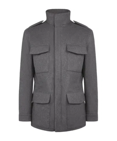 Tod's Field Jacket In Wool Drap In Gray