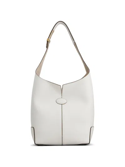 Tod's Flap Detail Shoulder Bag In White