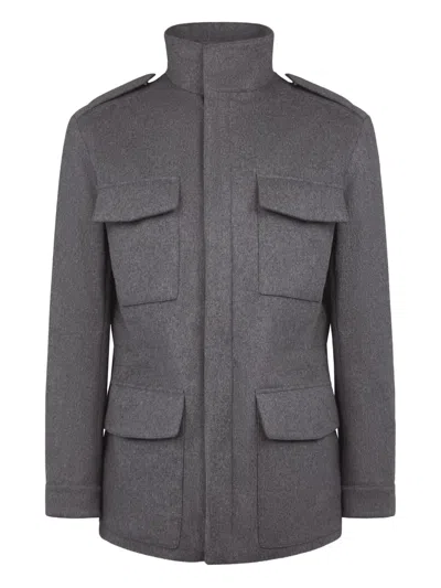 Tod's Flap-pocket Wool Jacket In Gray