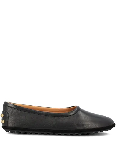 Tod's Leather Ballerinas In Black