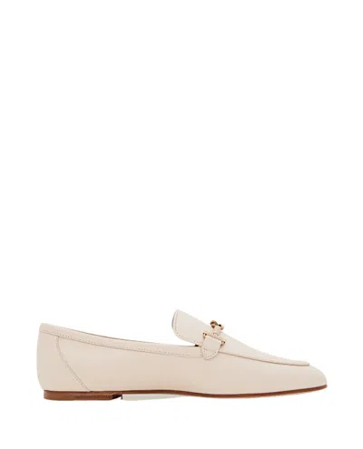 Tod's Flat Leather Loafers In Neutrals